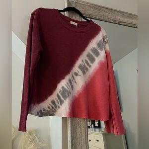 Anthropologie Wine Tie Dye Waffle Long Sleeve size M
